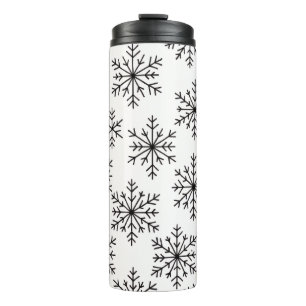 Black and White Snowflake Pattern Thermal Tumbler