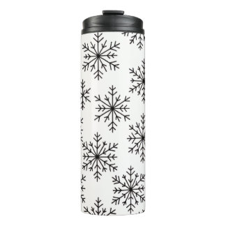 Black and White Snowflake Pattern Thermal Tumbler
