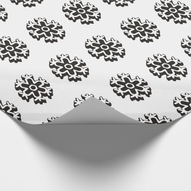Black and White Snowflake Pattern Wrapping Paper (Corner)