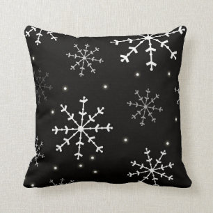 Black and White Snowflake Pillow