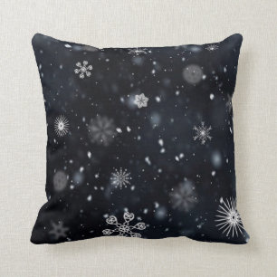 Black and White Snowflake Throw Pillow
