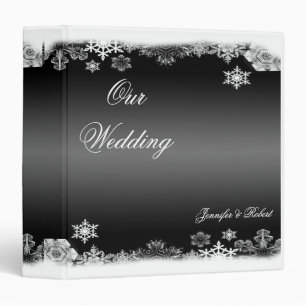 Black and White Snowflake Wedding Album Binder
