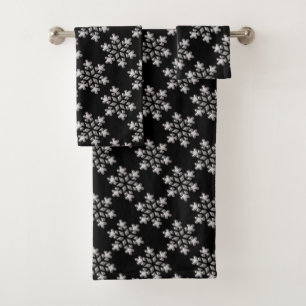 Black And White Snowflakes Bath Towel Set