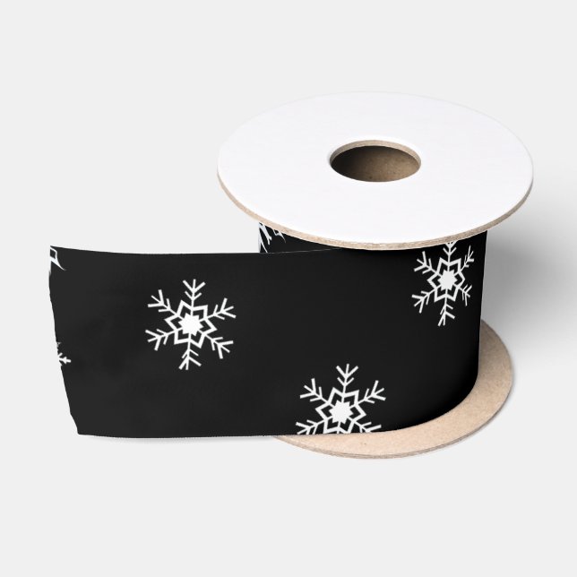 Black and White Snowflakes Christmas Gift Satin Ribbon (Spool)