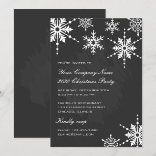 Black and White Snowflakes Christmas/Holiday Party Invitation