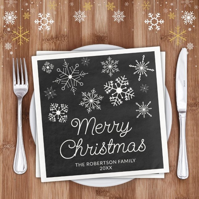 Black and White Snowflakes Christmas Party Napkin (Creator Uploaded)