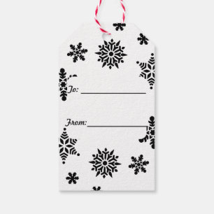 Black and White Snowflakes Gift or Favour Tag