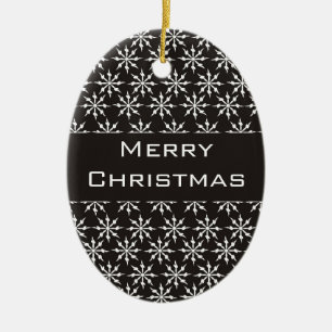 Black and White Snowflakes - Merry Christmas! Ceramic Ornament