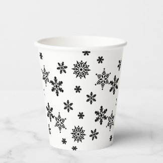Black and White Snowflakes Paper Cup