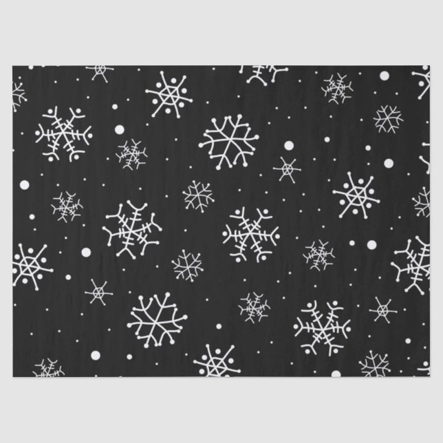 Black and White Snowflakes Tissue Paper (Front)
