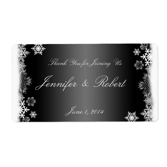 Black and White Snowflakes Wedding Water Label Shipping Label