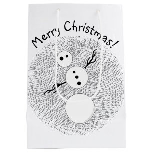 Black And White Snowman Christmas Holiday Medium Gift Bag