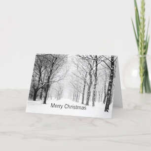 Black and White Snowy Trees Christmas Holiday Card