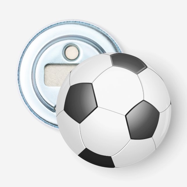 Black and White Soccer Ball Bottle Opener (Front)