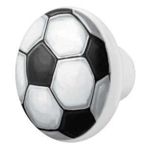 Black and White Soccer Ball Ceramic Knob