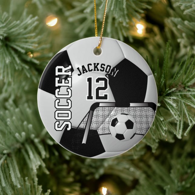 Black and White Soccer Ball ⚽ Ceramic Ornament (Tree)