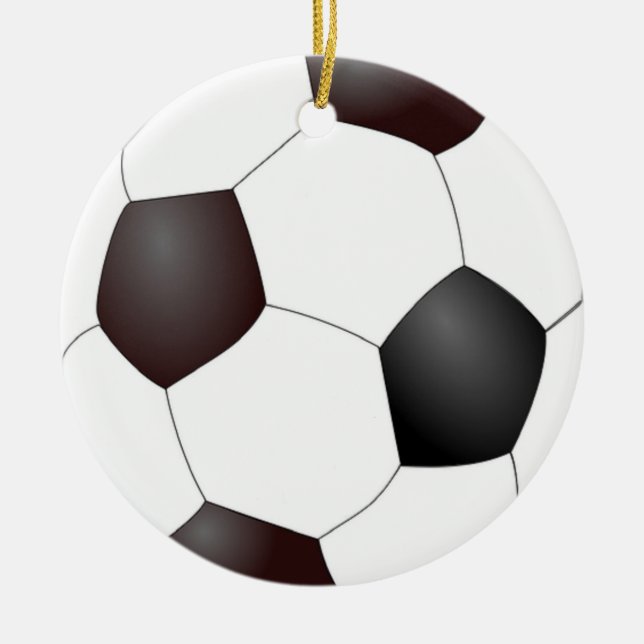 Black and white soccer ball ceramic ornament (Front)