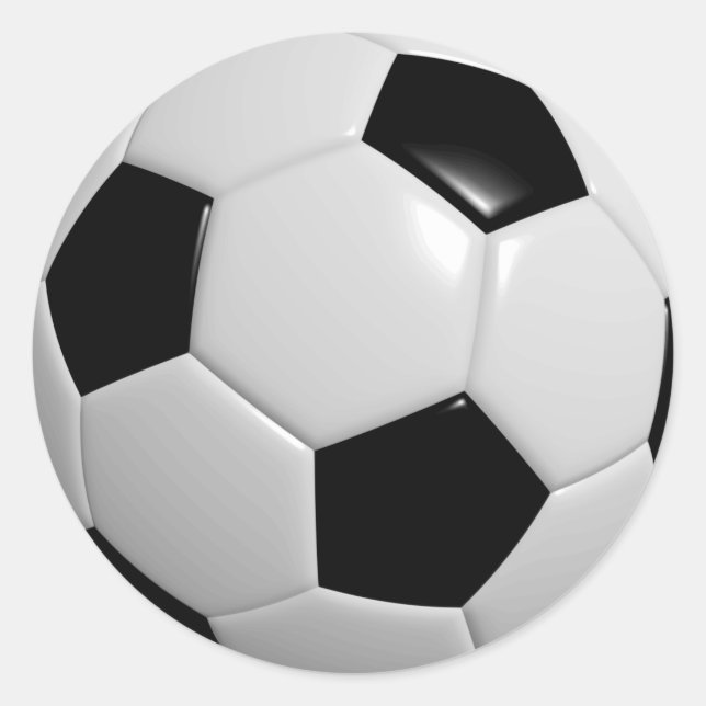 Black and White Soccer Ball Classic Round Sticker (Front)
