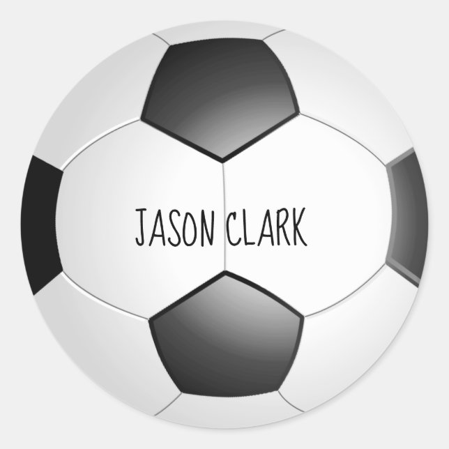 black and white soccer ball classic round sticker (Front)
