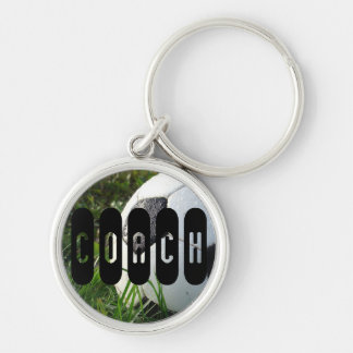 Black and White Soccer Ball in Green Grass Keychain