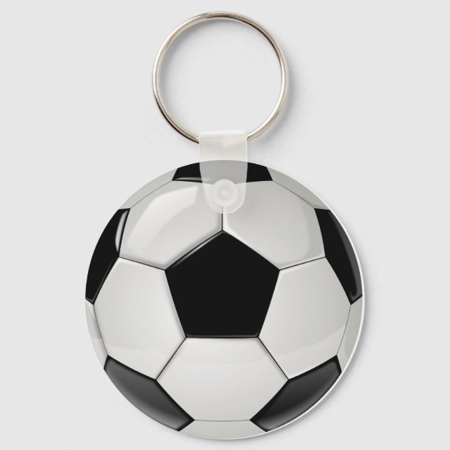 Black and White Soccer Ball Keychain (Keyring) (Front)