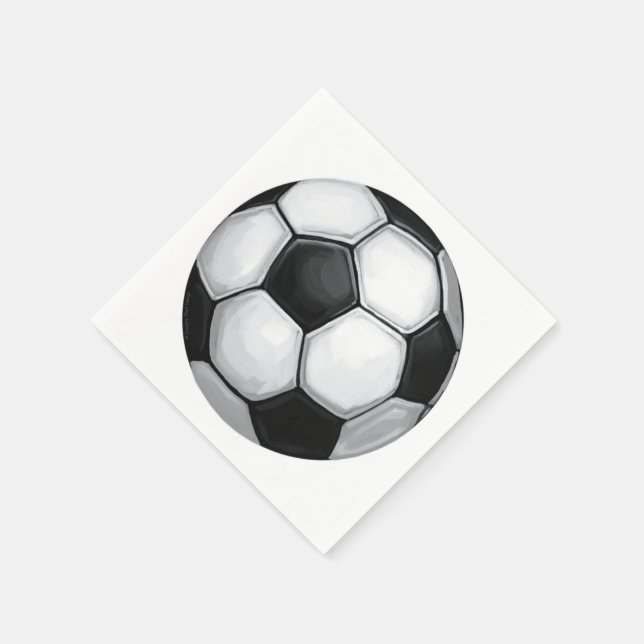 Black and White Soccer Ball Napkin (Corner)