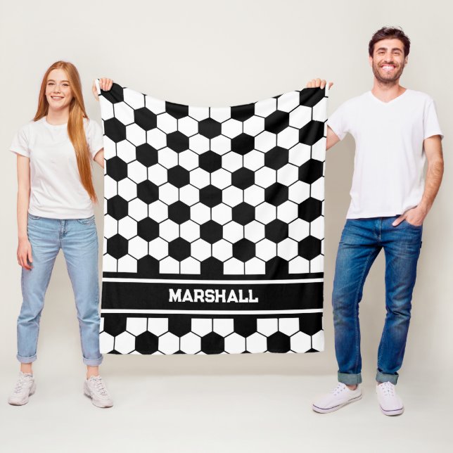 Black and white Soccer ball pattern Fleece Blanket (In Situ)