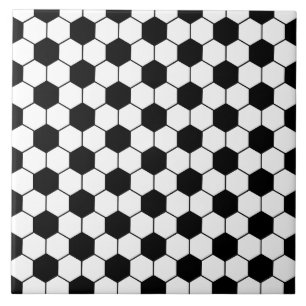 Black and white Soccer ball pattern Tile