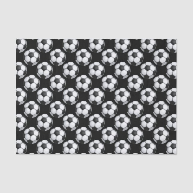 Black and White Soccer Ball Pattern Tissue Paper (Front)