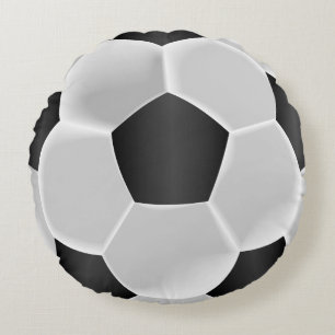 Black and White Soccer Ball Round Pillow