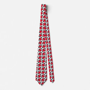 Black and White Soccer Balls on Red Tie