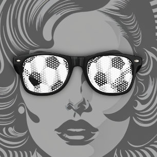 Black and White Soccer Balls Retro Sunglasses