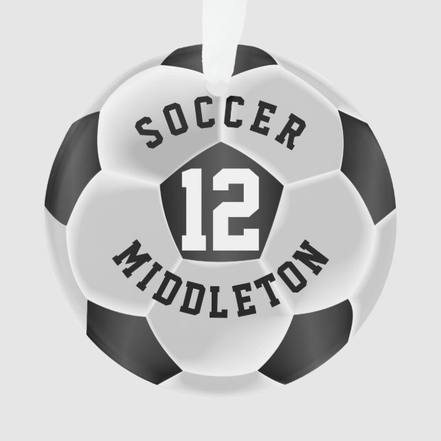 Black and White Soccer Sport Ball Ornament (Front)