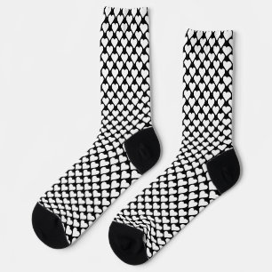 Black and white socks with cute heart pattern