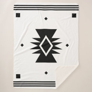 Black and White Southwest Design Sherpa Blanket