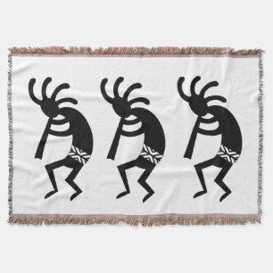 Black And White Southwest Kokopelli Throw Blanket