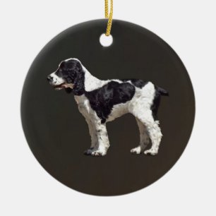 Black and White Spaniel Ceramic Ornament