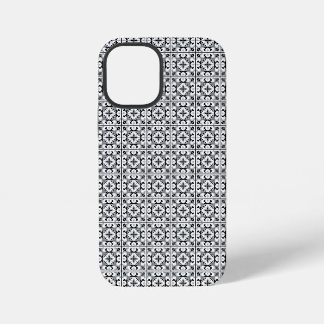 Black and White Spanish Style Tile iPhone Case (Back)