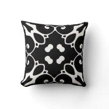 black and white spanish tile pillow