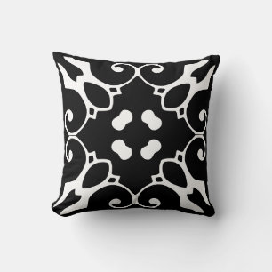 black and white spanish tile pillow