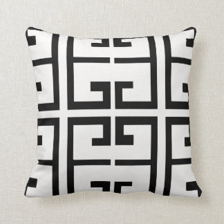 Black and White Spanish Tile Throw Pillow