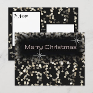 Black and White sparkly stars Merry Christmas  Invitation Postcard
