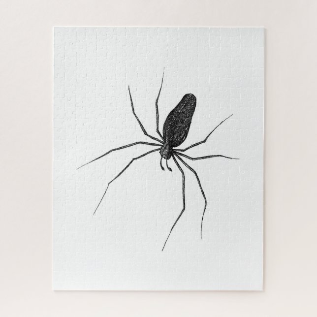 Black and white spider puzzle vintage drawing (Vertical)