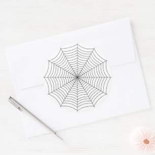 Black and White spider web Halloween pattern Classic Round Sticker