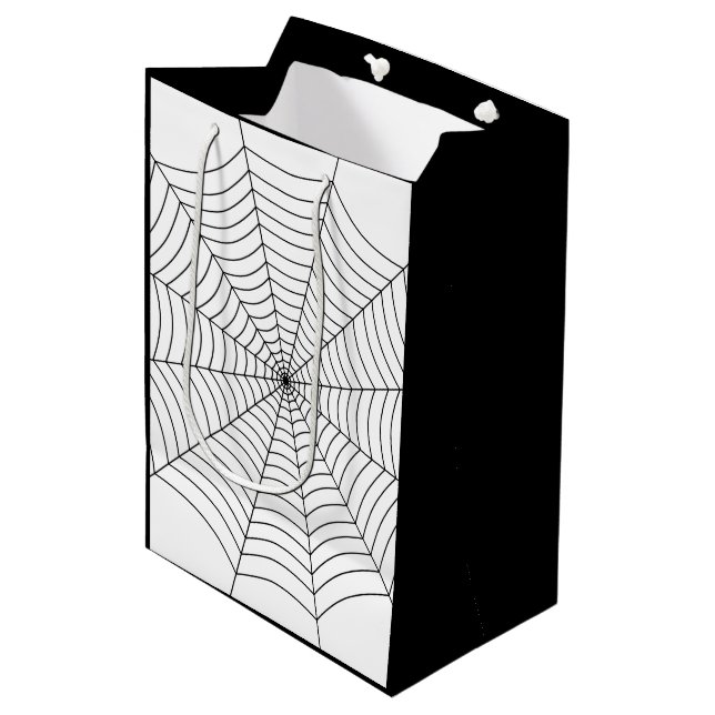 Black and White spider web Halloween pattern Medium Gift Bag (Front Angled)