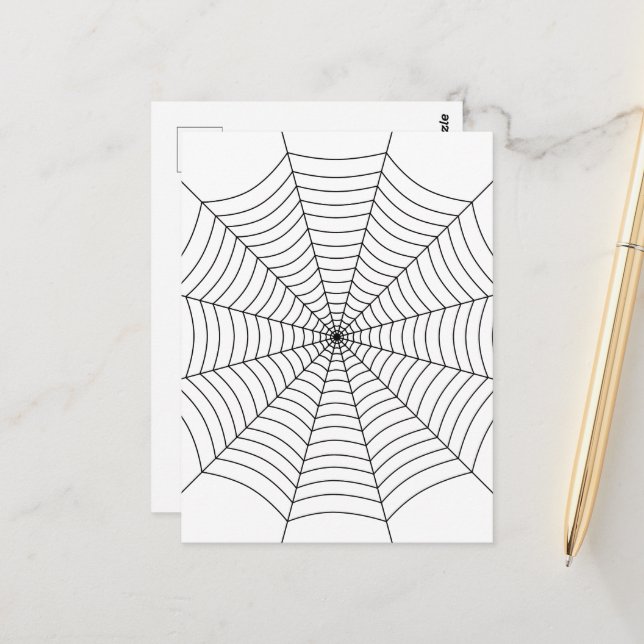 Black and White spider web Halloween pattern Postcard (Front/Back In Situ)