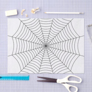 Black and White spider web Halloween pattern Tissue Paper