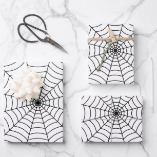Black and White spider web Halloween pattern Wrapping Paper Sheet