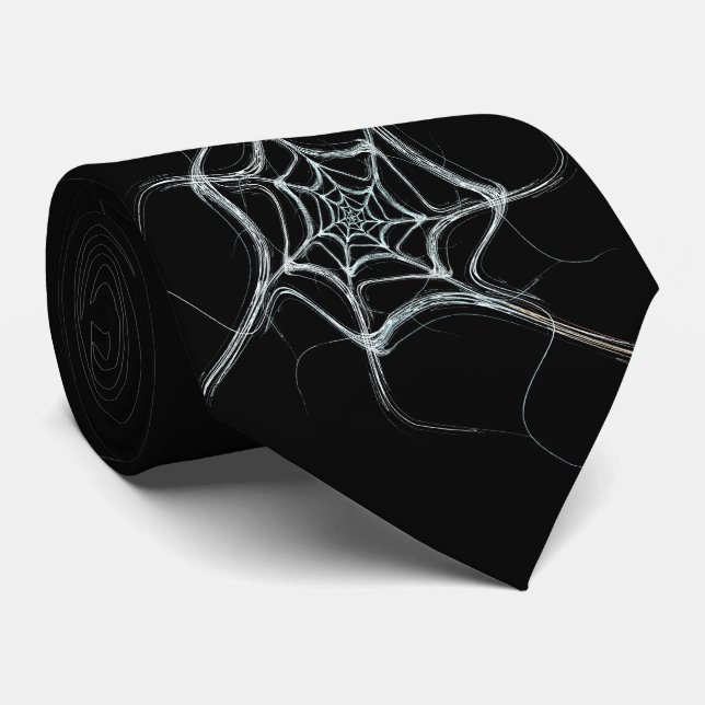 Black and White Spider Web Necktie (Rolled)