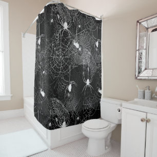 Black and White Spider Webs Shower Curtain